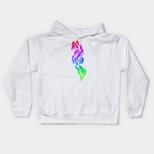 Rainbow Fox Tribal Tattoo Kids Hoodie